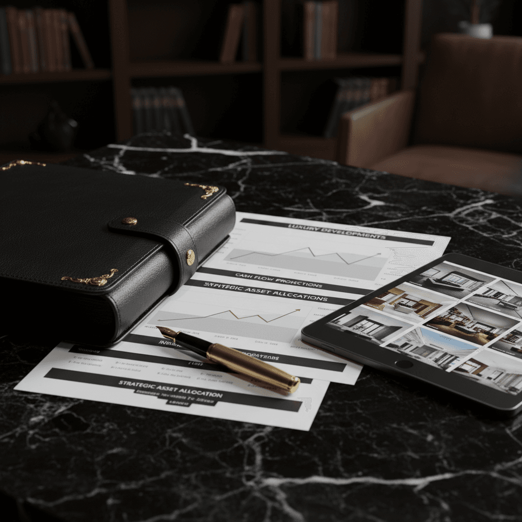 Professional workspace showing luxury watches, jewellery, and valuation documents